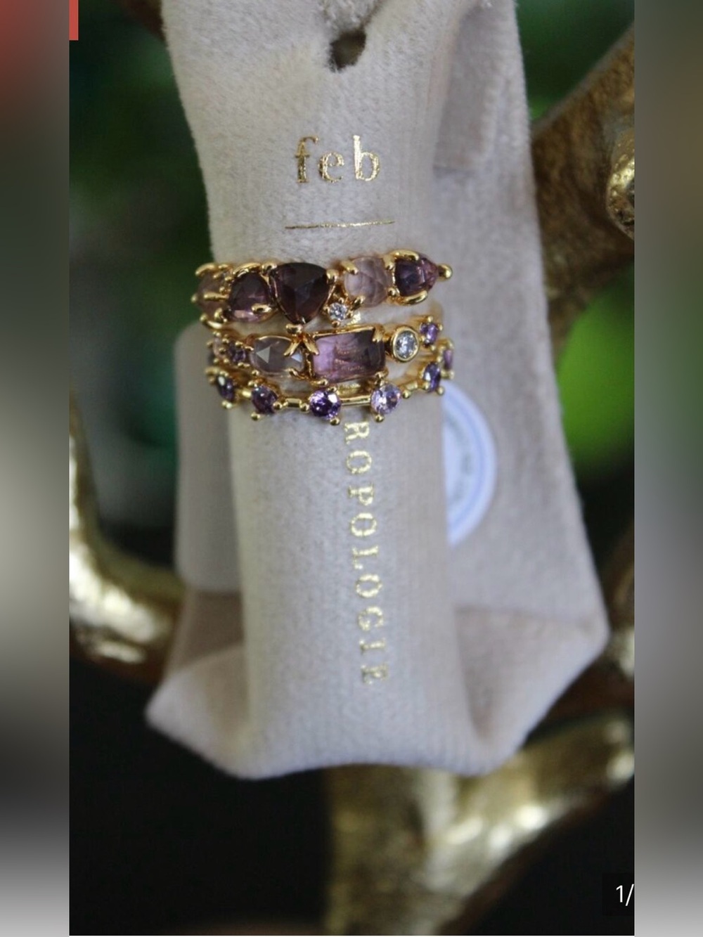 Anthropologie February Birthstone Stacking Ring Set | Size 5 | NWT | MSRP $58